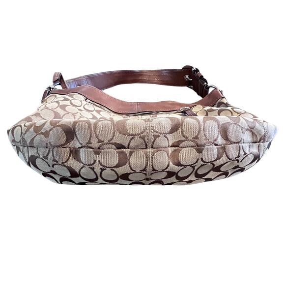 Authentic COACH Signature Canvas Leather Trim Hobo Shoulder Bag - Brown - Picture 9 of 11